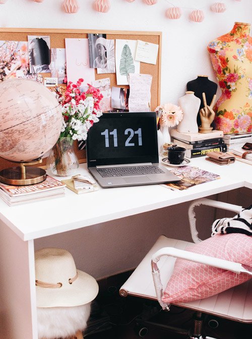 desk with computer