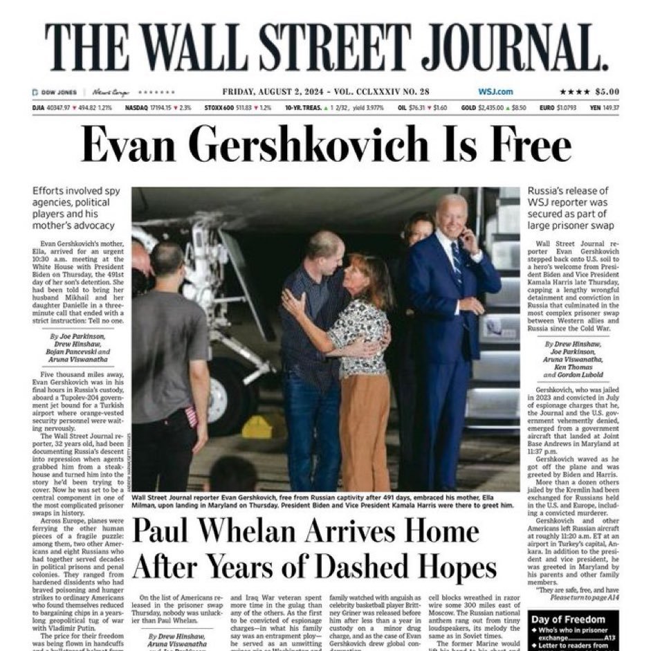 Wall Street Journal Evan Gershkovich Is Free